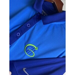 Nike Golf Polo Shirt Dri Fit Mens Medium Blue Swoosh Shirt Casual Retro Vacation
